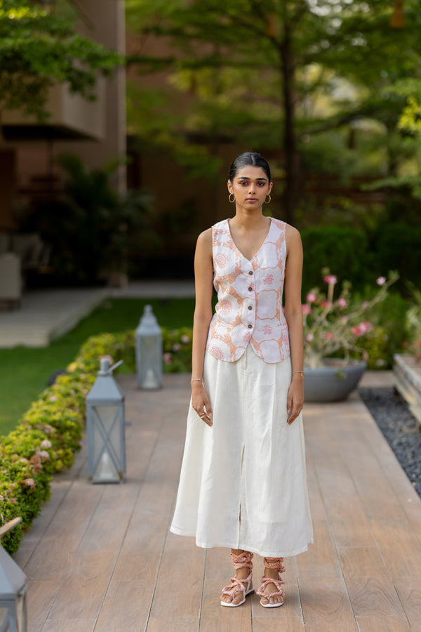Linen Bagh vest - Off-White