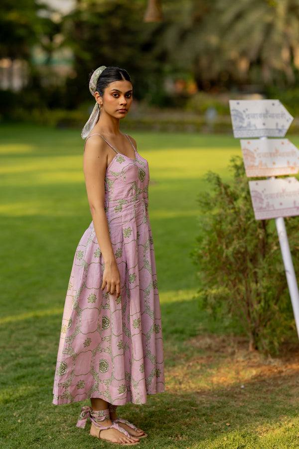 Linen Gulaabi Baaghin Dress - Pink Tiger