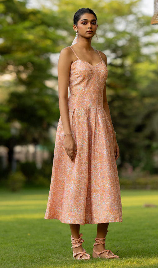 Linen Genda Phool Bralette Dress