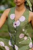 Linen Banaras Bloom Vest- Green and Pink