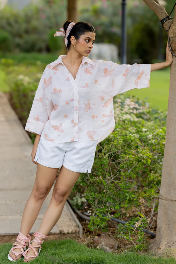 Linen Coord Set - Oversized Shirt with Shorts