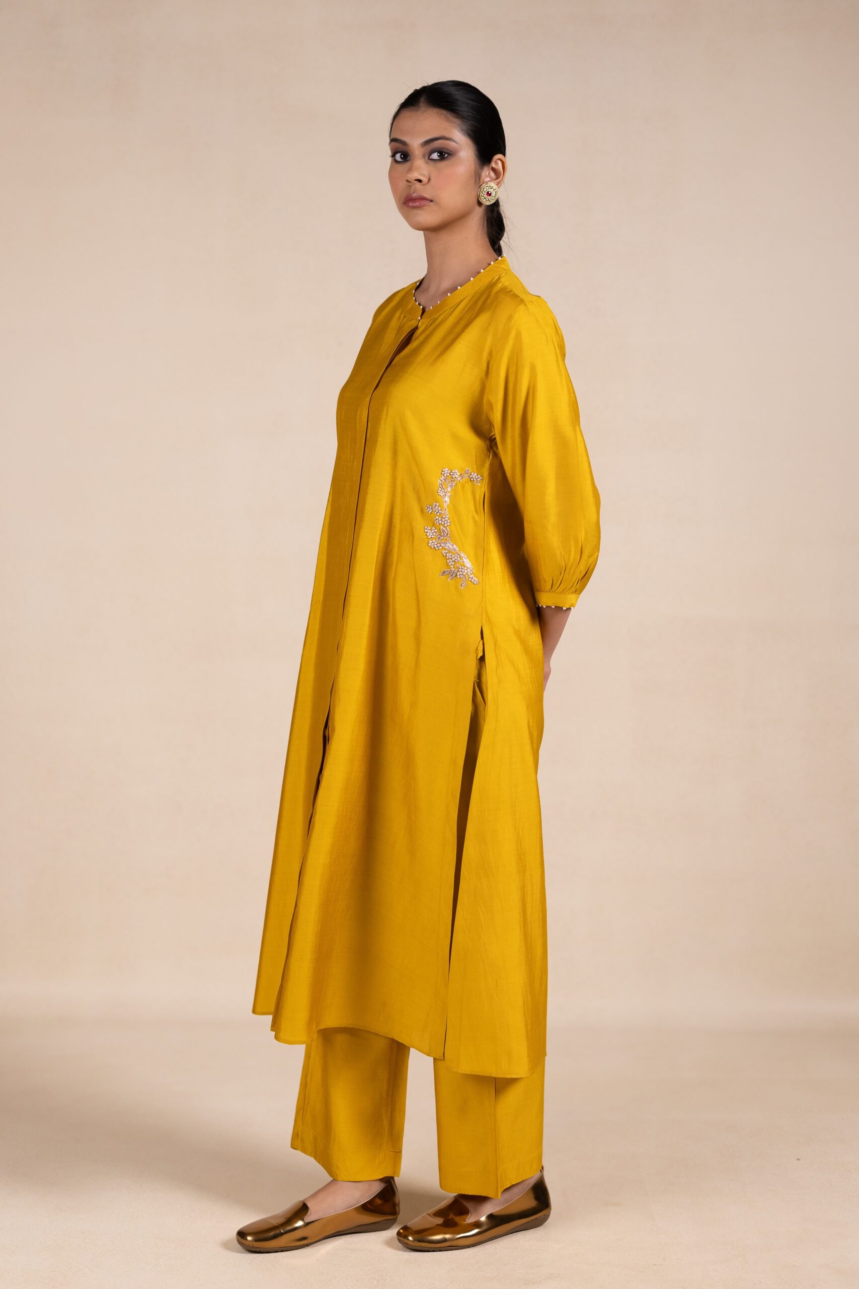Madhurima Silk Kurta Set - Yellow
