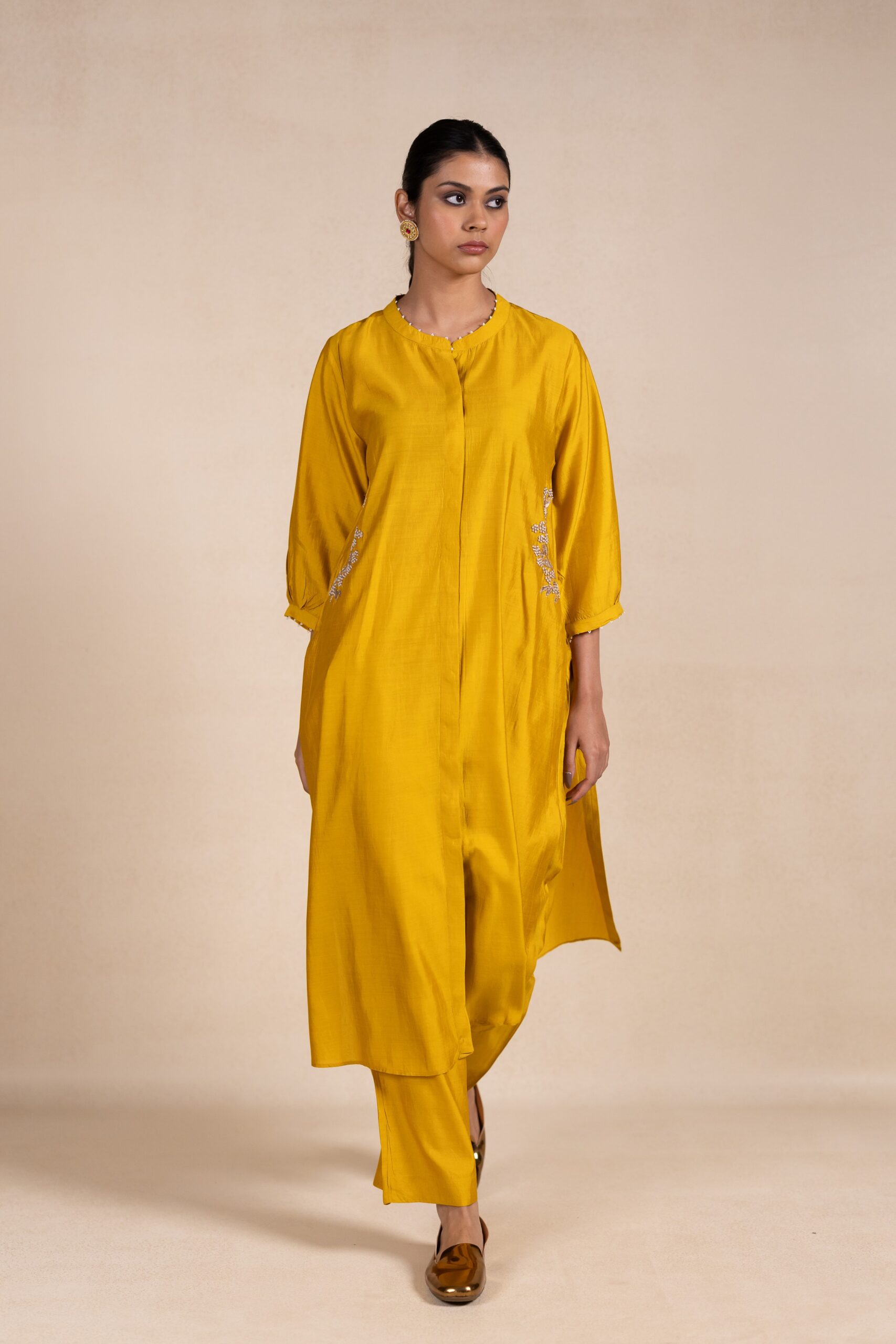 Madhurima Silk Kurta Set - Yellow