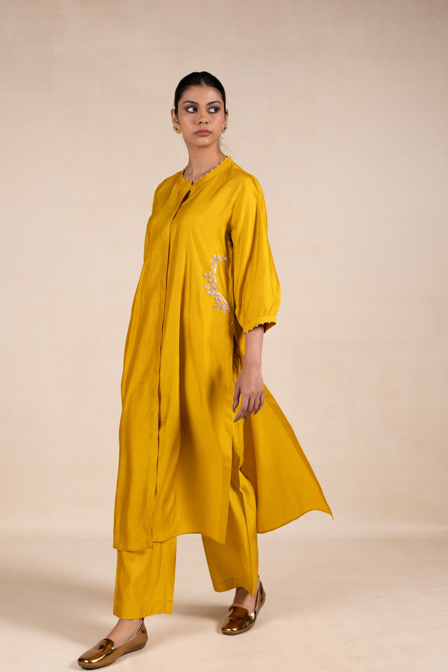 Madhurima Silk Kurta Set - Yellow
