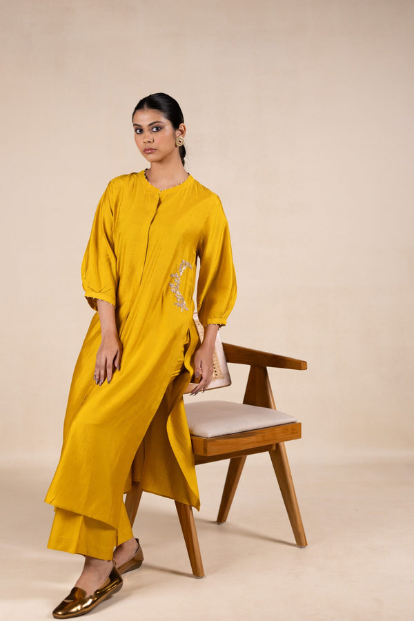 Madhurima Silk Kurta Set - Yellow