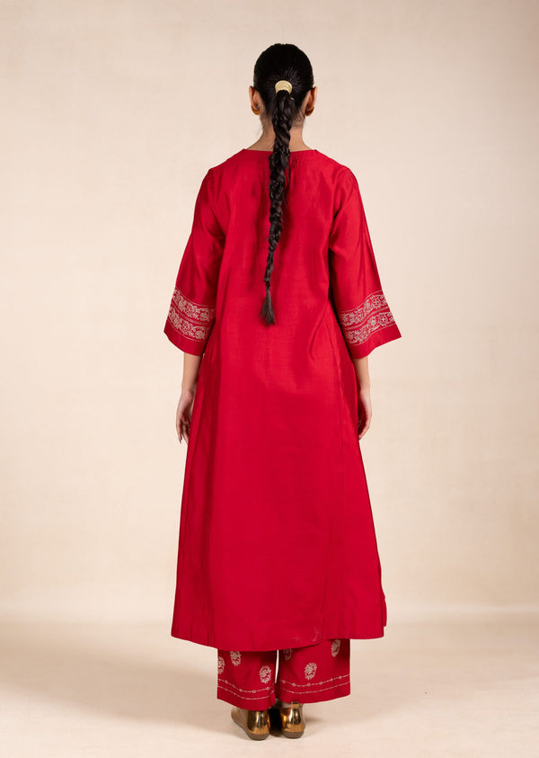 Rajrani Silk Kurta Set - Red