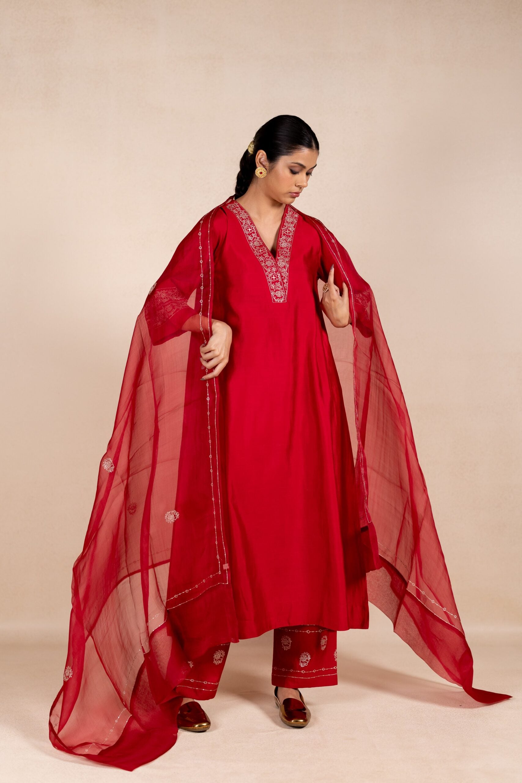 Rajrani Organza Dupatta - Red
