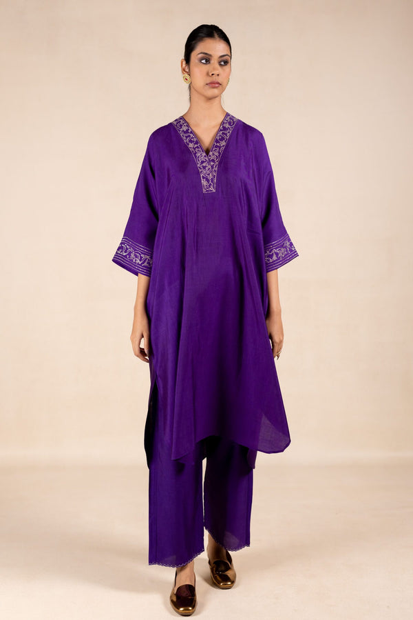 Madhvi Silk Kurta Set - Purple