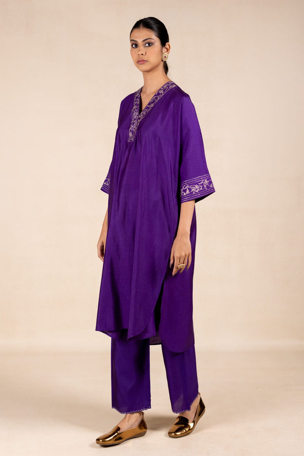 Madhvi Silk Kurta Set - Purple