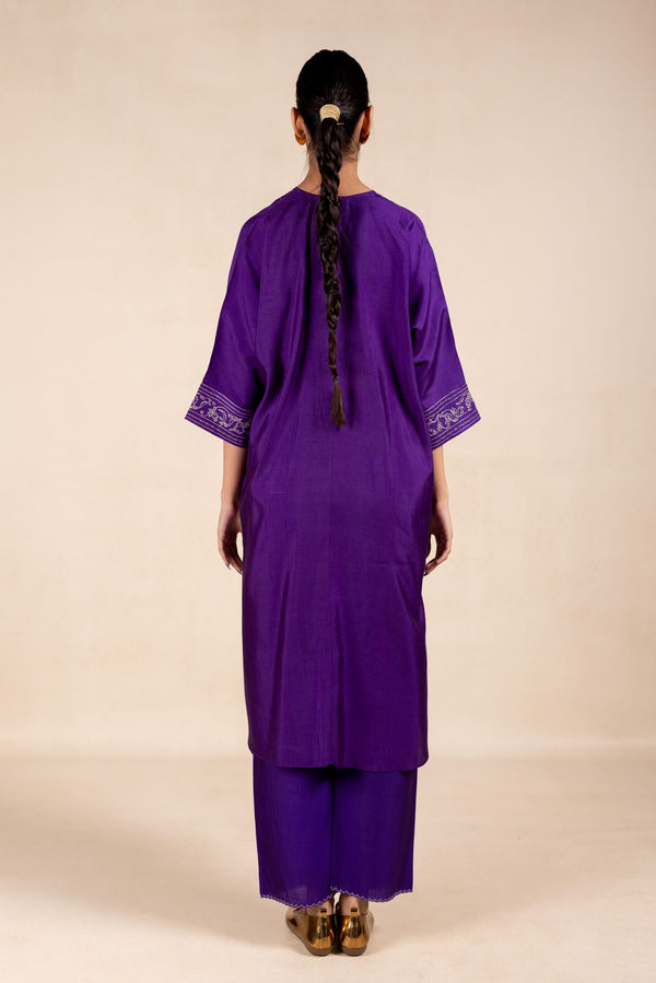 Madhvi Silk Kurta Set - Purple