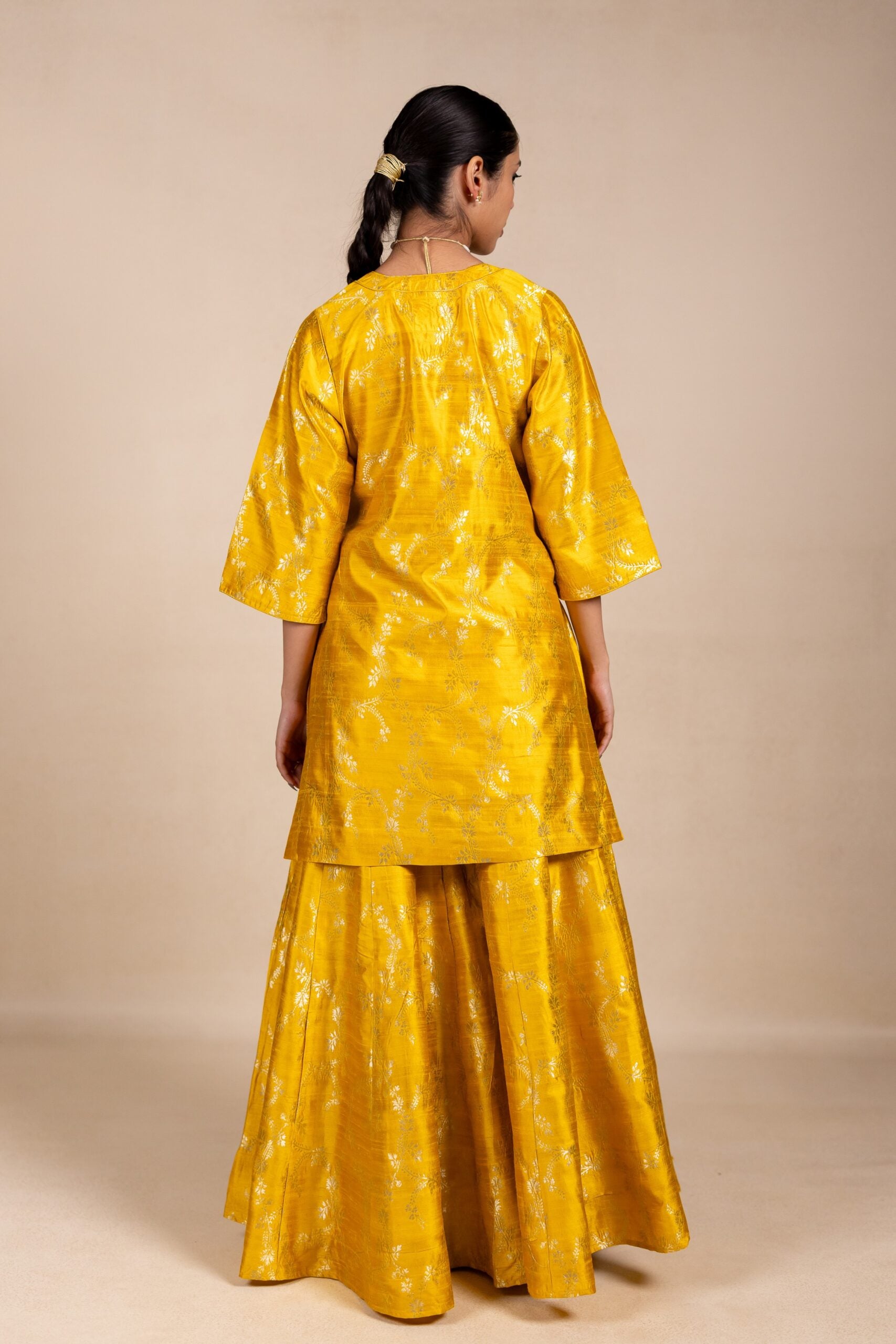 Banarasi Kurta Sharara Set- Yellow