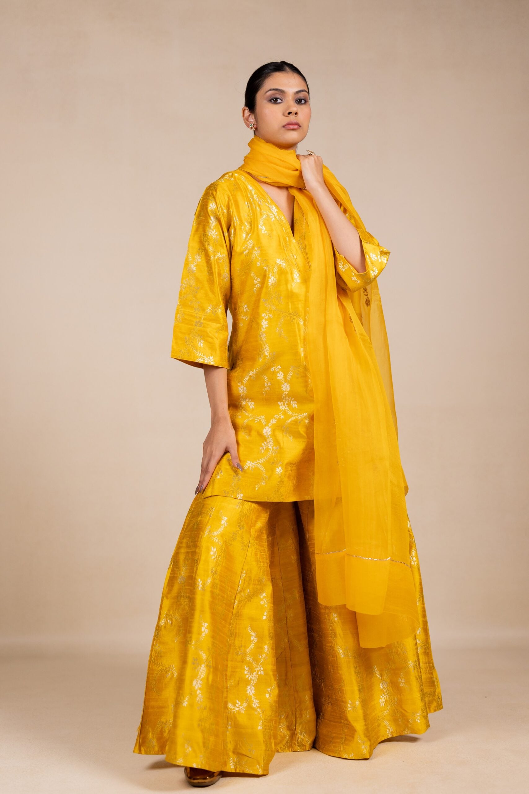 Organza Buttidar Dupatta - Yellow