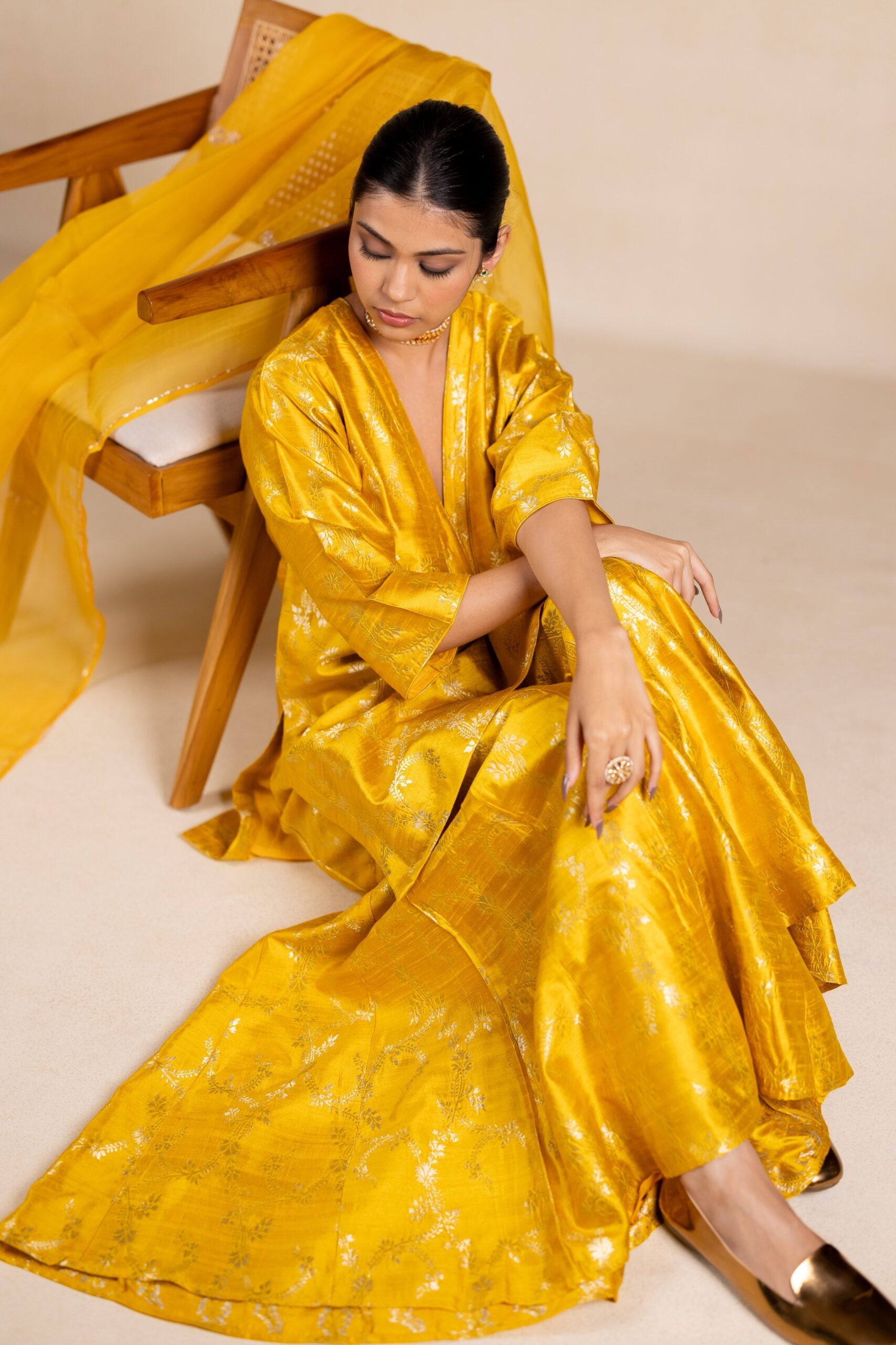 Organza Buttidar Dupatta - Yellow