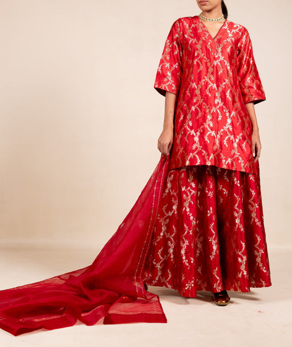 Organza Butidar Dupatta - Red