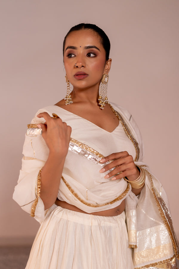 V-neck chanderi blouse