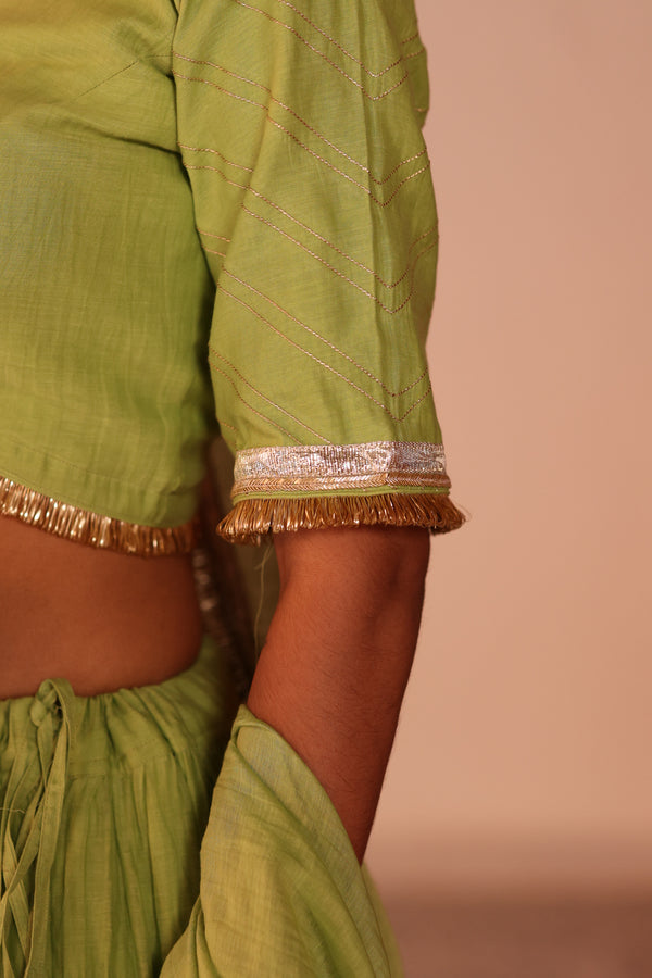 V-neck chanderi blouse