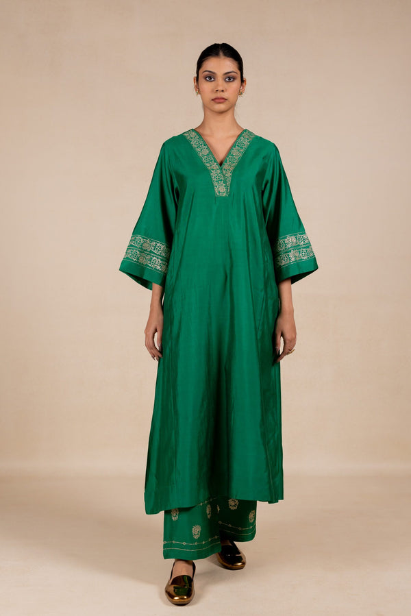 Rajrani Embroidered Silk Kurta Set - Green