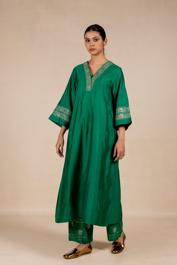 Rajrani Embroidered Silk Kurta Set - Green