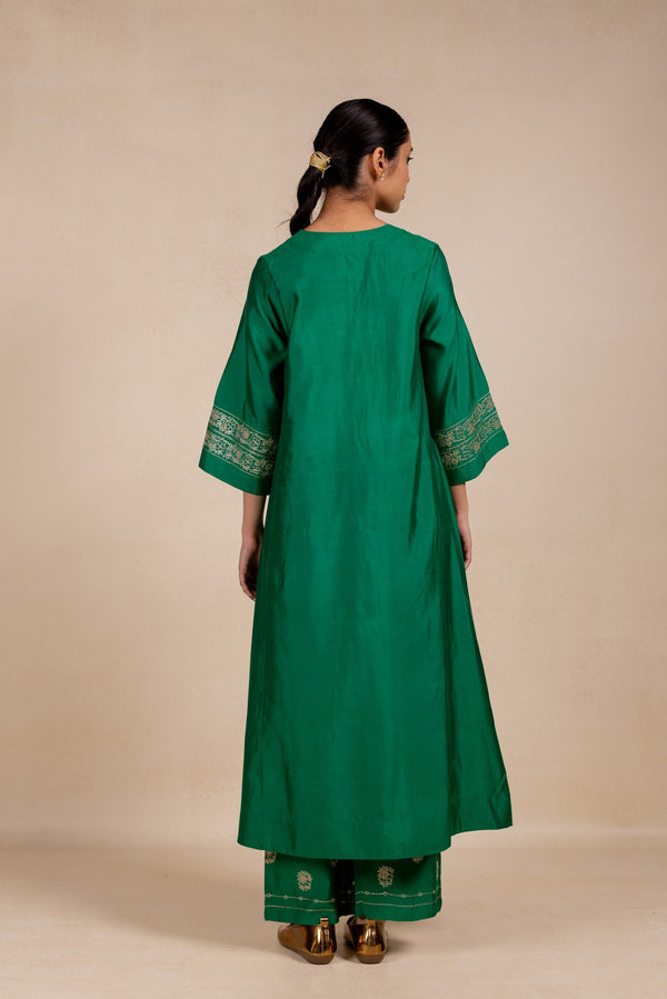Rajrani Embroidered Silk Kurta Set - Green