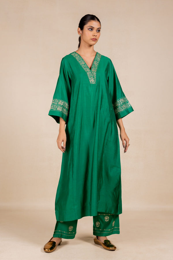Rajrani Embroidered Silk Kurta Set - Green