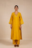 Devyani Embroidered Silk Kurta Set - Yellow