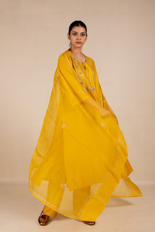 Rukmani Organza Dupatta - Yellow