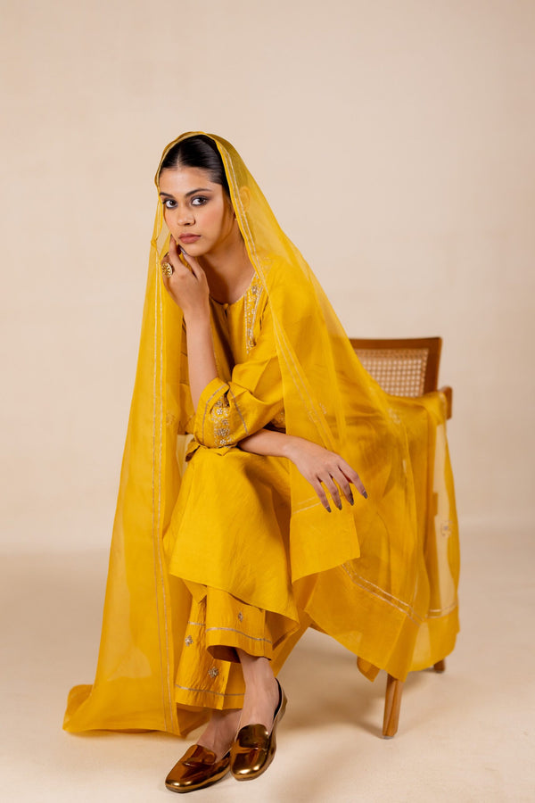 Rukmani Organza Dupatta - Yellow