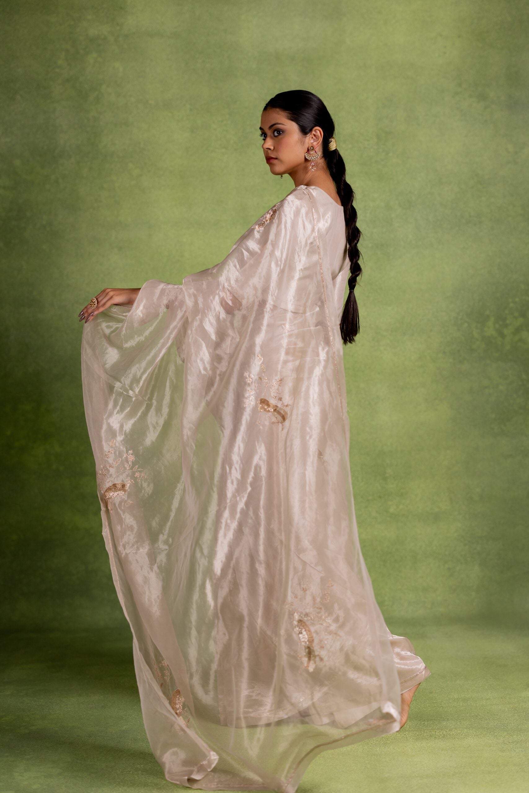 Chandni Tissue Silk Saree - Silver