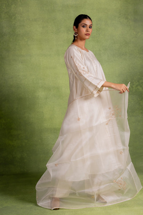 Yashodhara Organza Dupatta - Off white