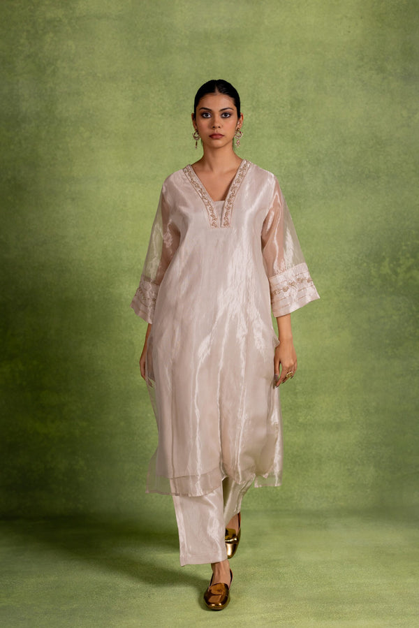 Gaurika Tissue Silk Kurta Set - Silver