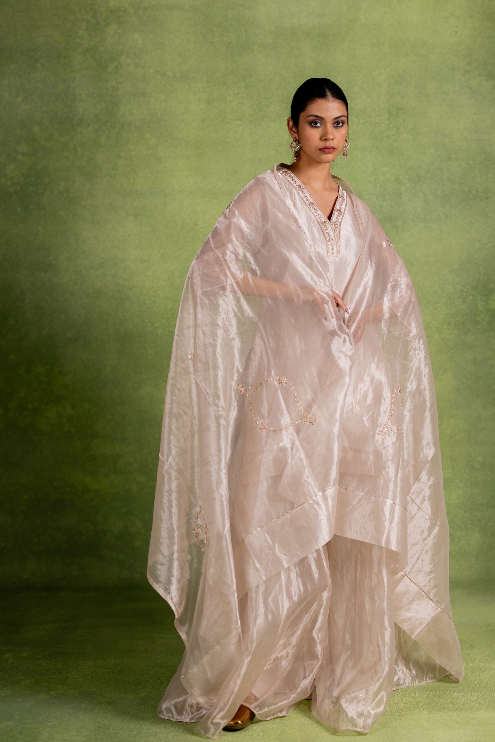 Tissue Silk Dupatta - Silver