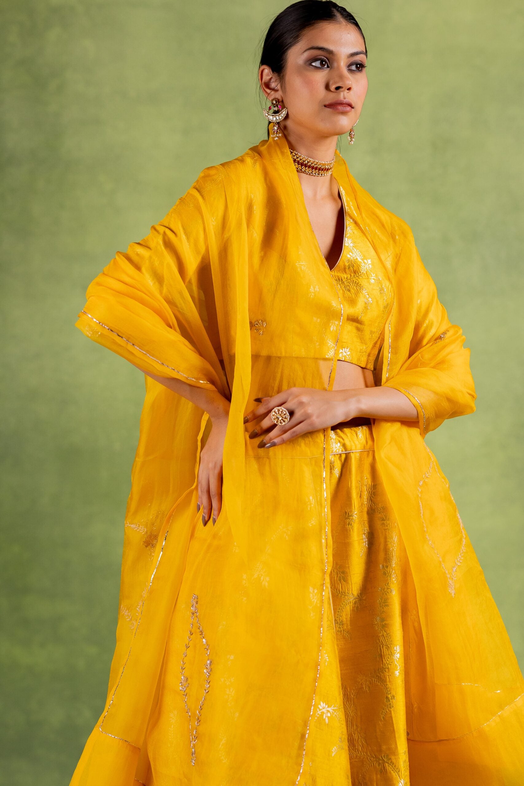 Banarasi Lehenga Set - Yellow