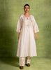 Rukmani Embroidered Silk Kurta Set- Off White