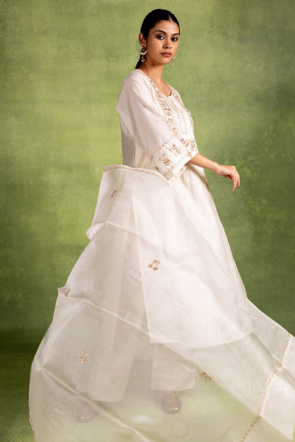 Rukmani Organza Dupatta - Off White