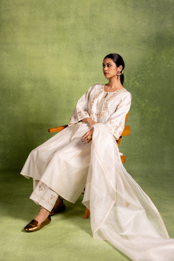 Rukmani Organza Dupatta - Off White