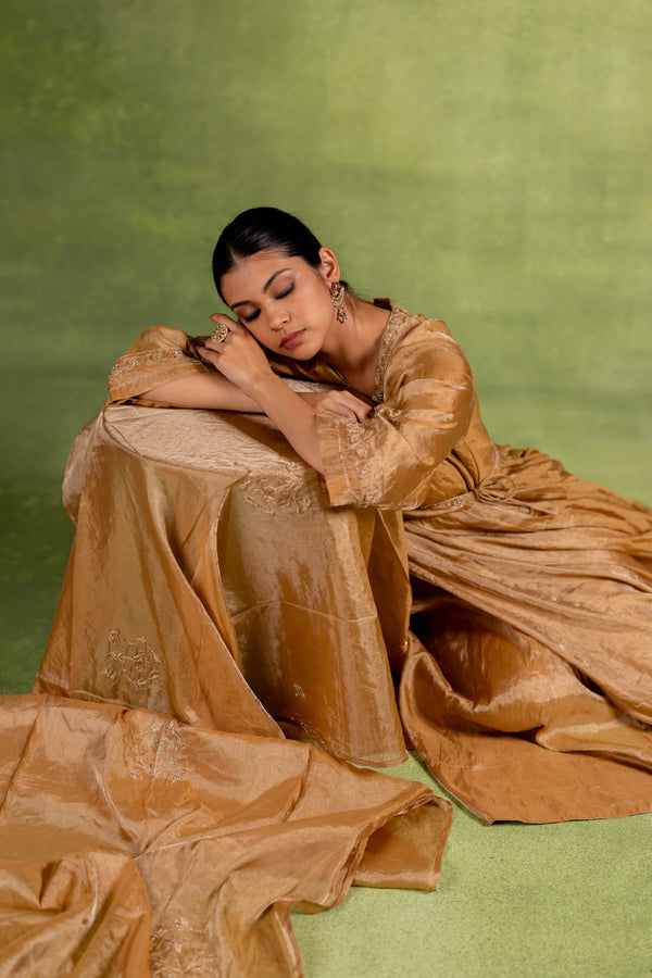 Tissue Dupatta - Golden