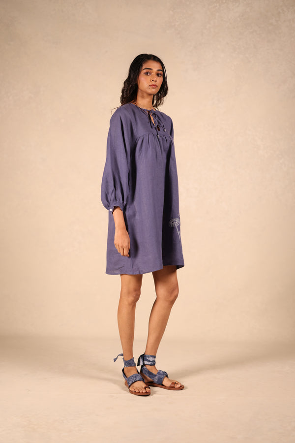 Linen Front knot short Dress