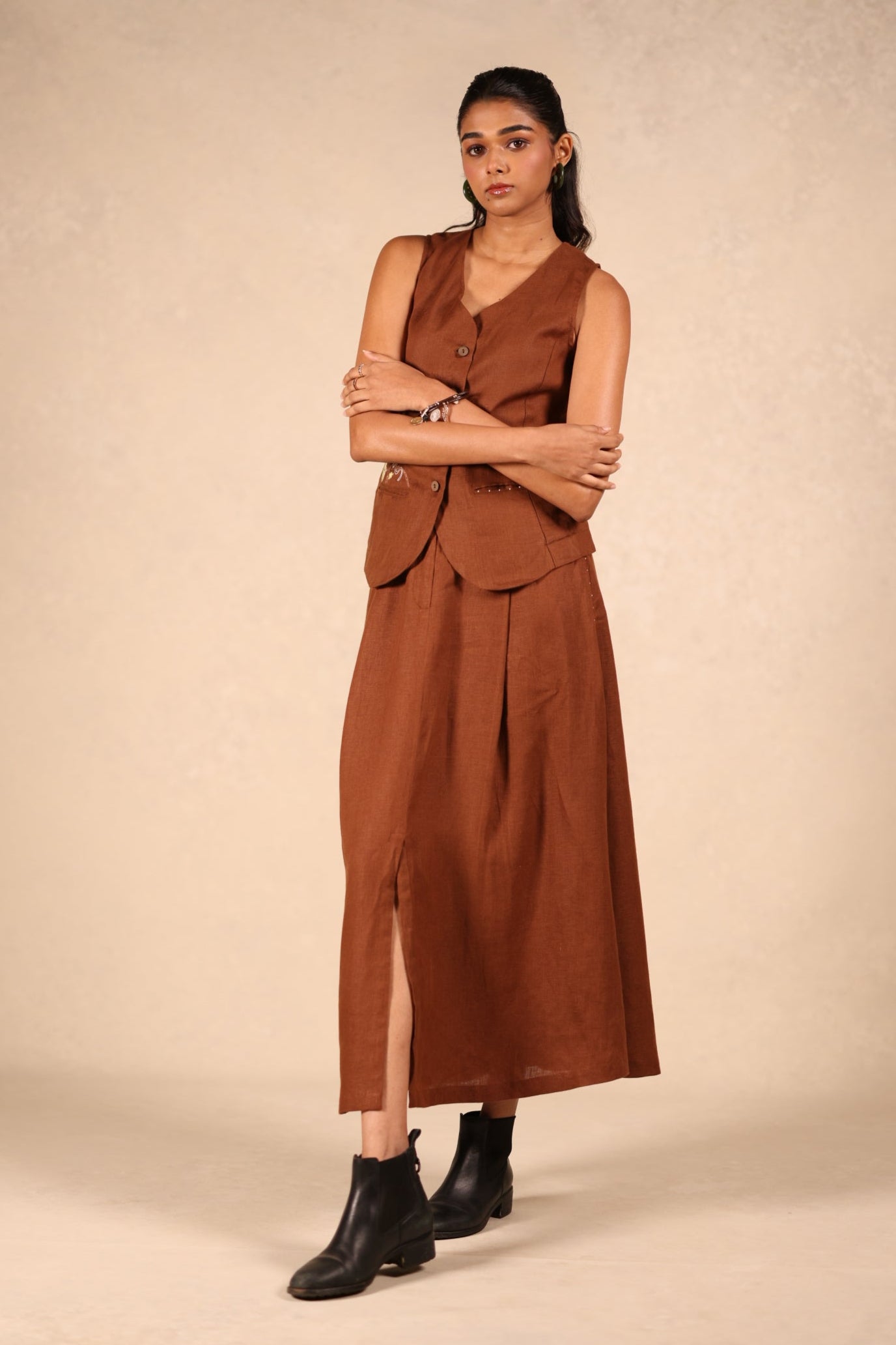Linen Slit Skirt
