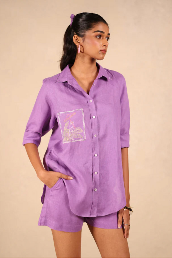 Linen Co-ord set - Sandra Shirt With Shorts