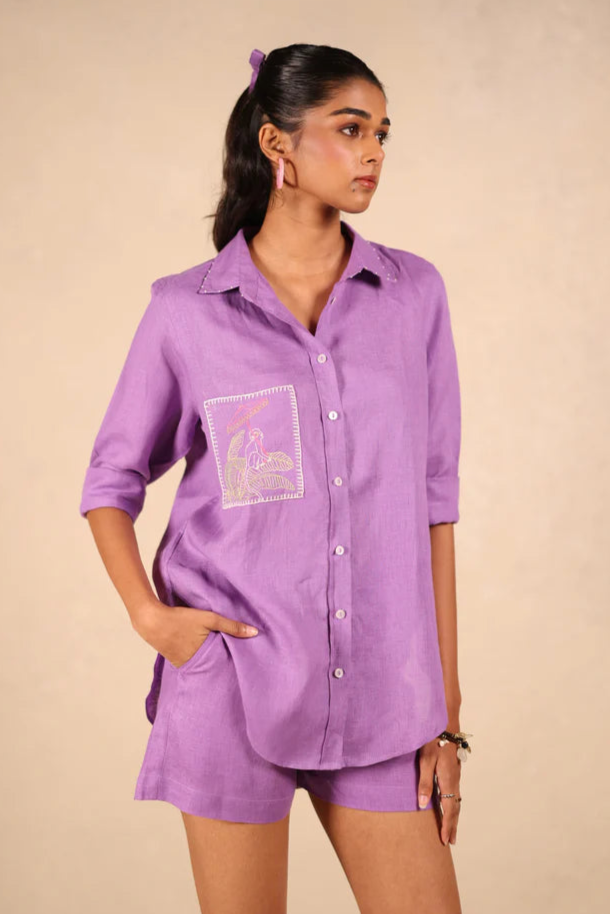 Linen Co-ord set - Sandra Shirt With Shorts