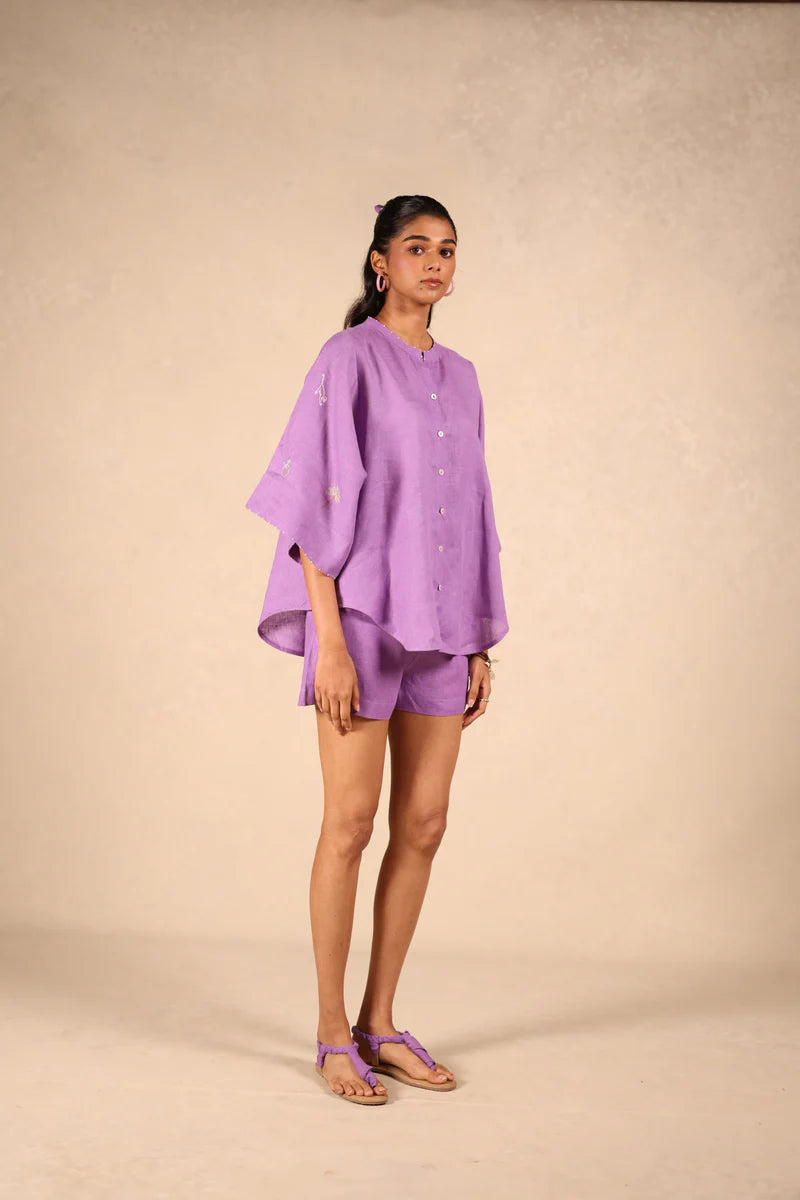 Linen coord set - Oversize shirt with shorts