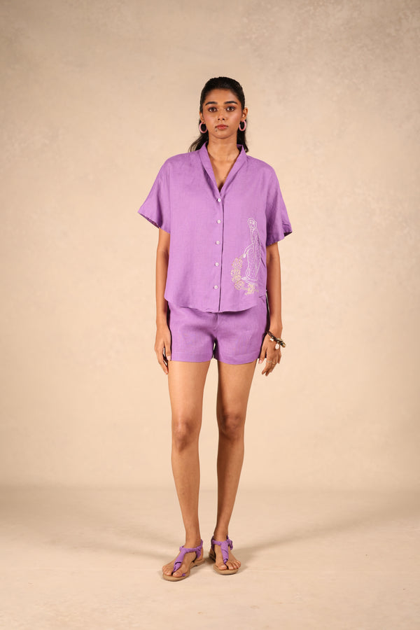 Linen Shawl collar shirt