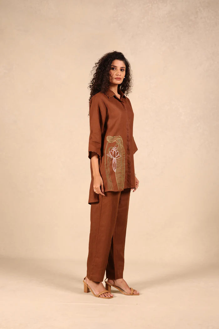 Linen Coord Set - Chocolate Brown