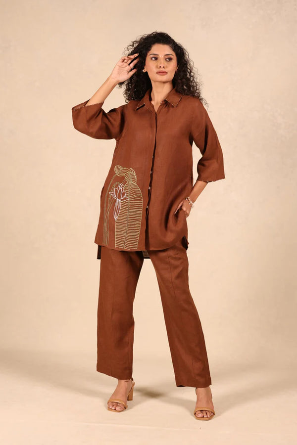 Linen Coord Set - Chocolate Brown