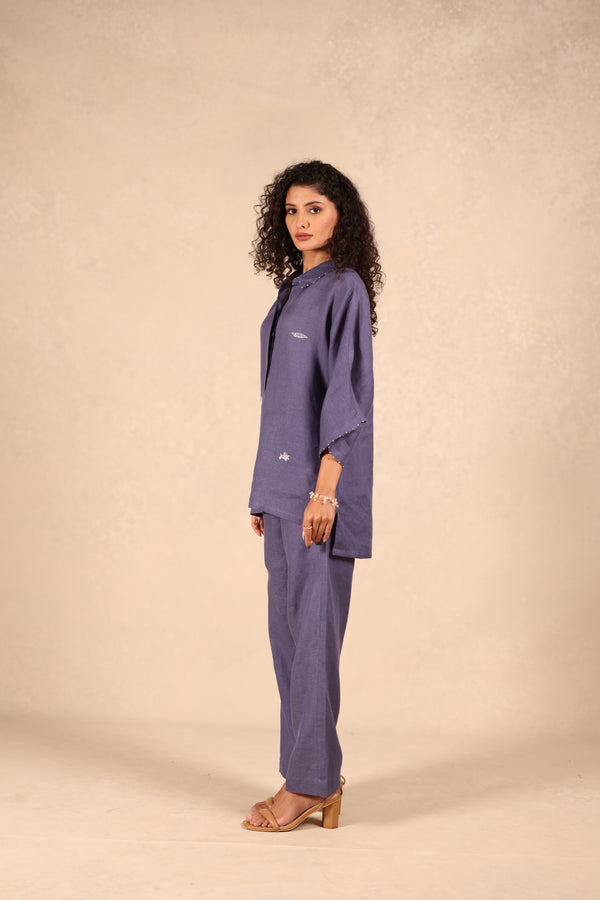 Linen Half Placket Shirt Kurta