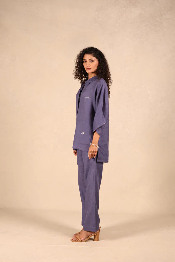 Linen Coord Set - Shirt kurta & Pants
