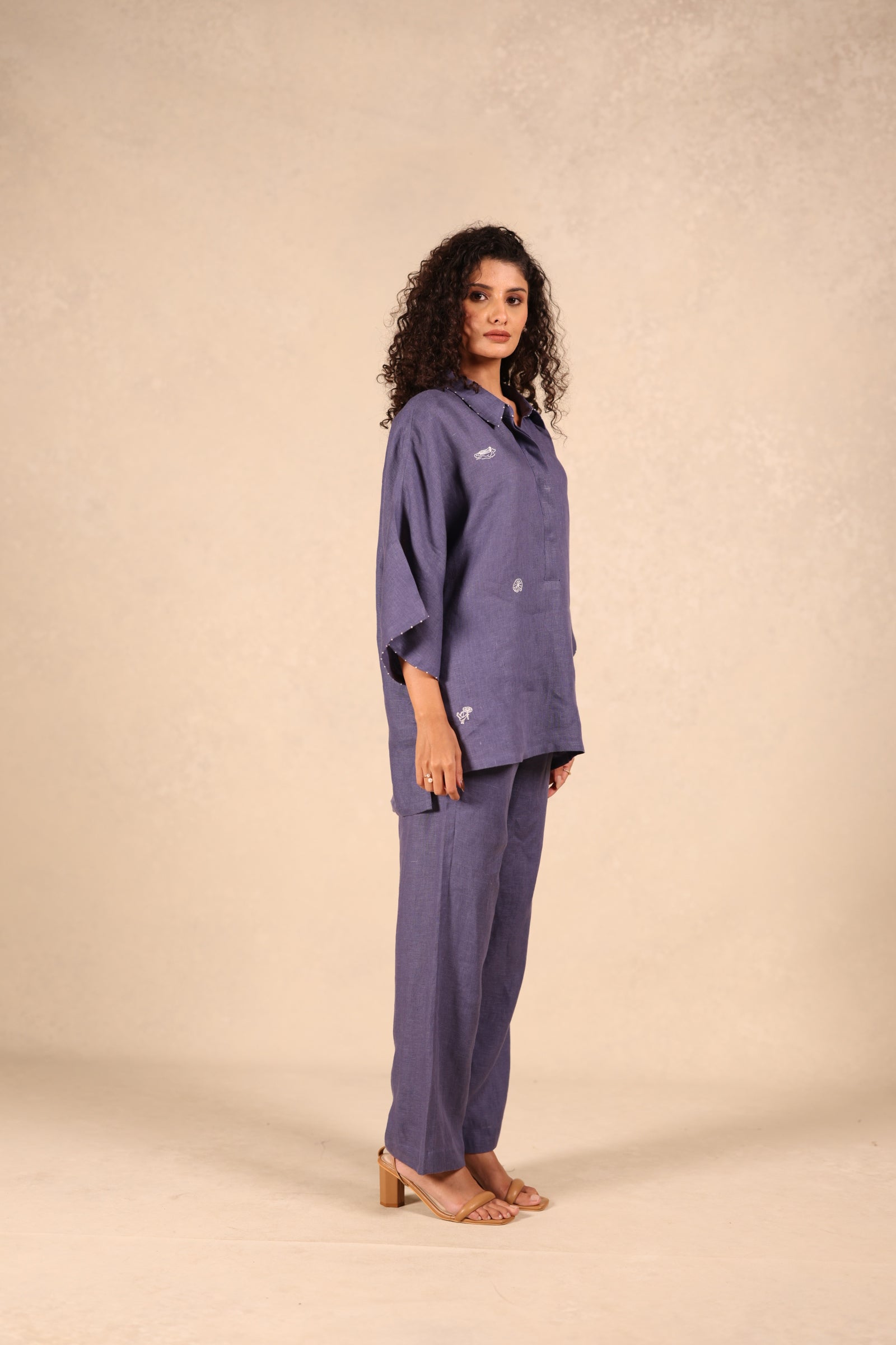 Linen Half Placket Shirt Kurta