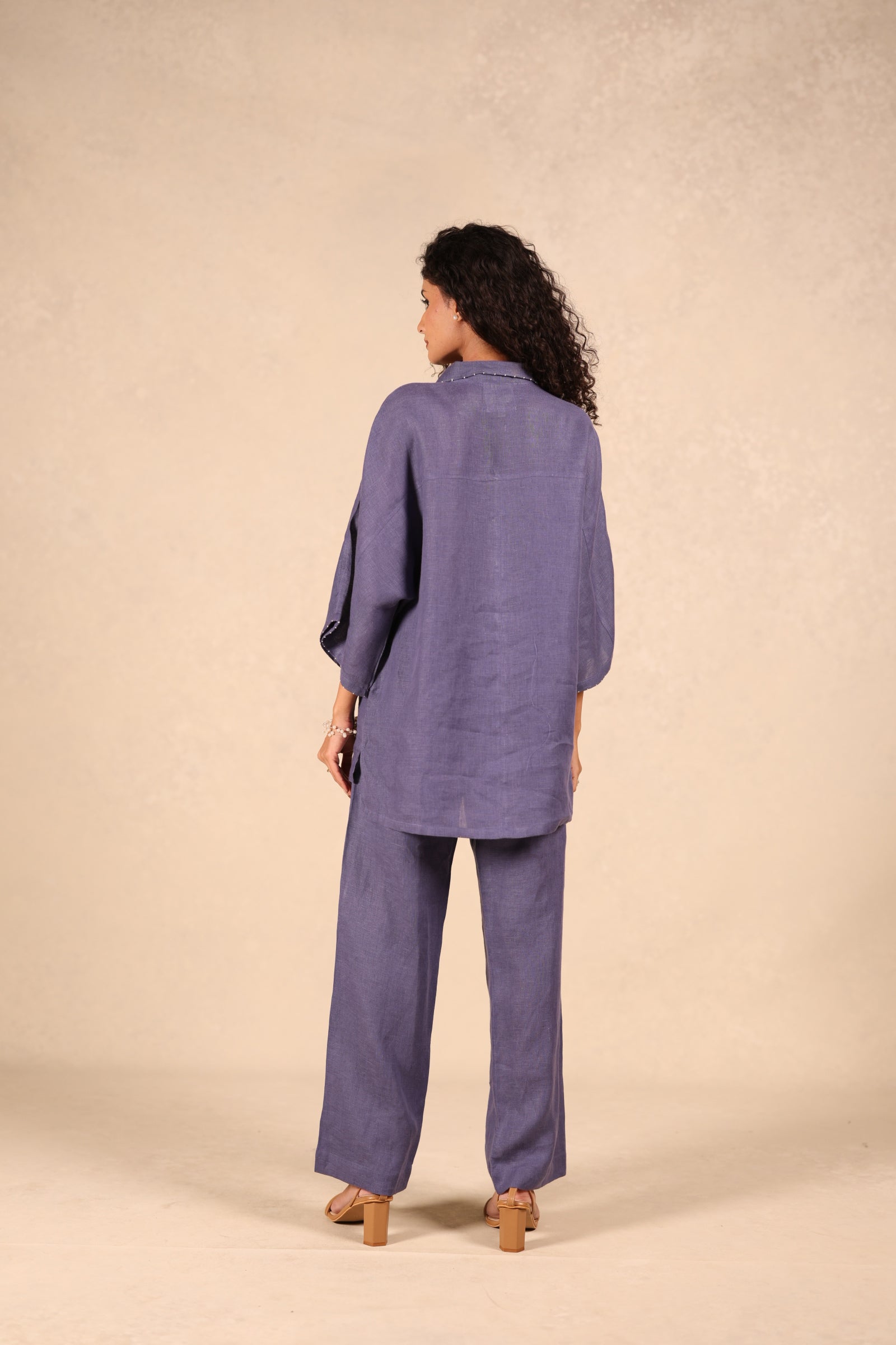 Linen Half Placket Shirt Kurta
