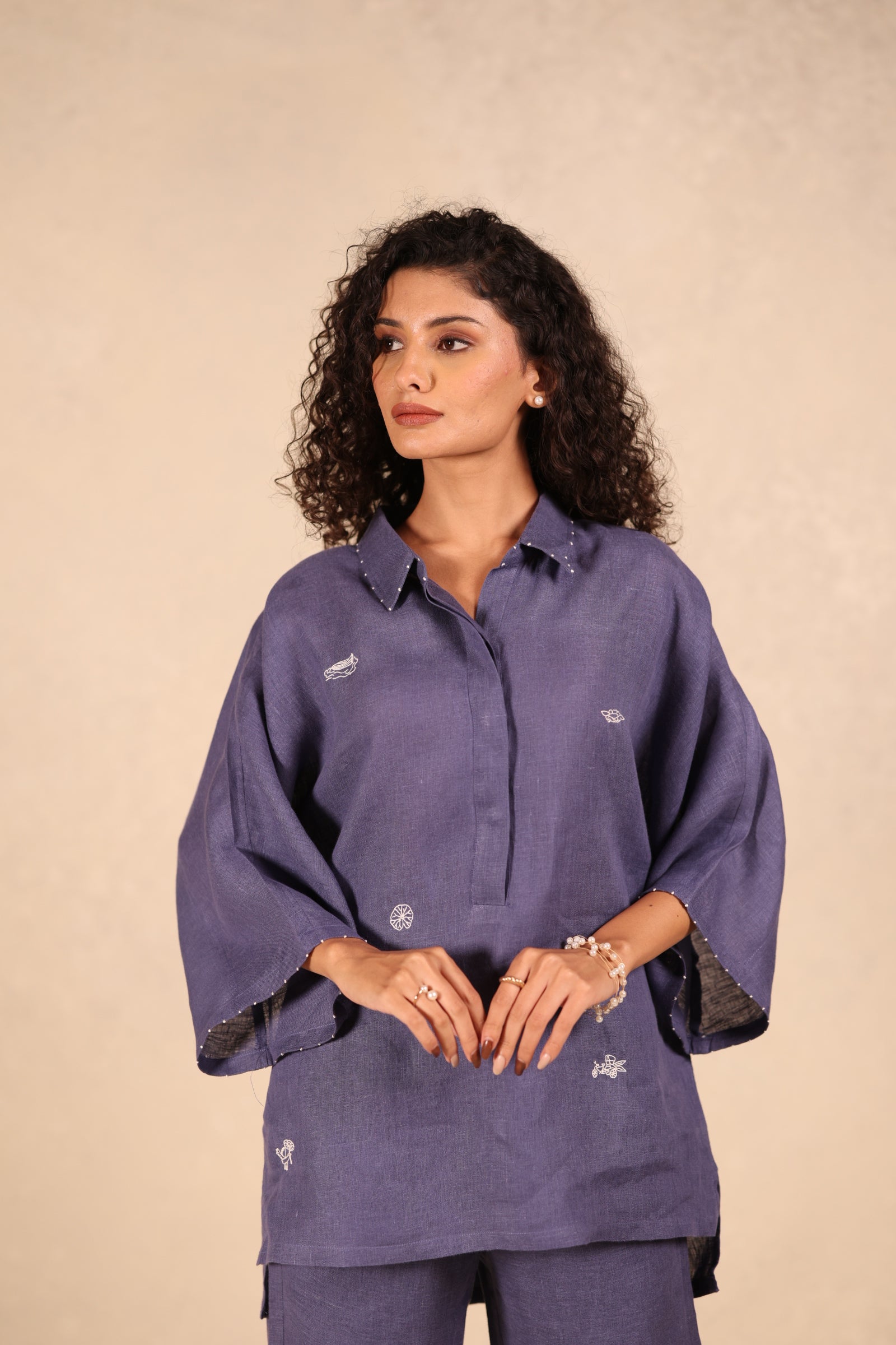 Linen Half Placket Shirt Kurta