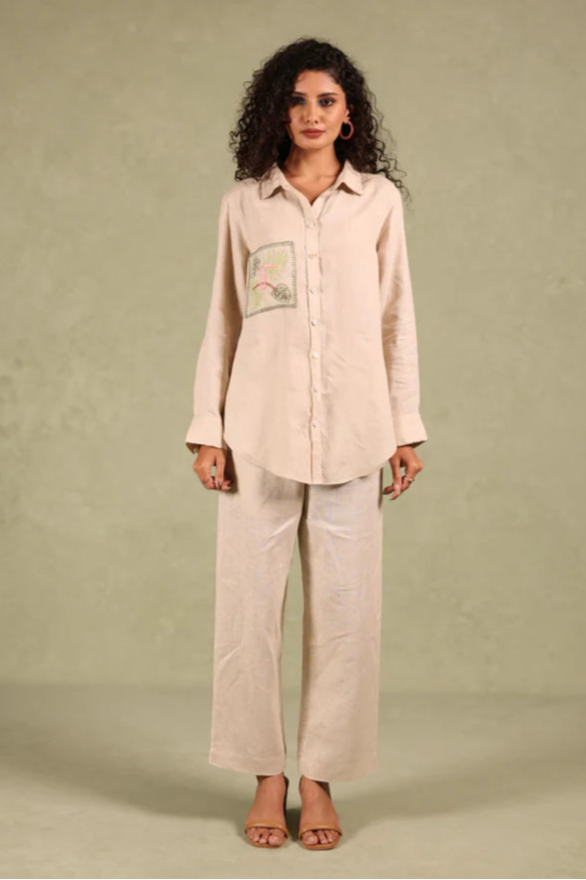 Linen Coord Set - Sandra Shirt With Tuck Pant